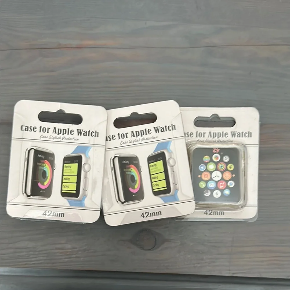 Lot of 3 Apple Clear colored Smartwatch Cases-42 MM- Watch covers only-no bands